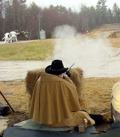 Shooting long range rifle with .38-55 at Keene in April 2004.